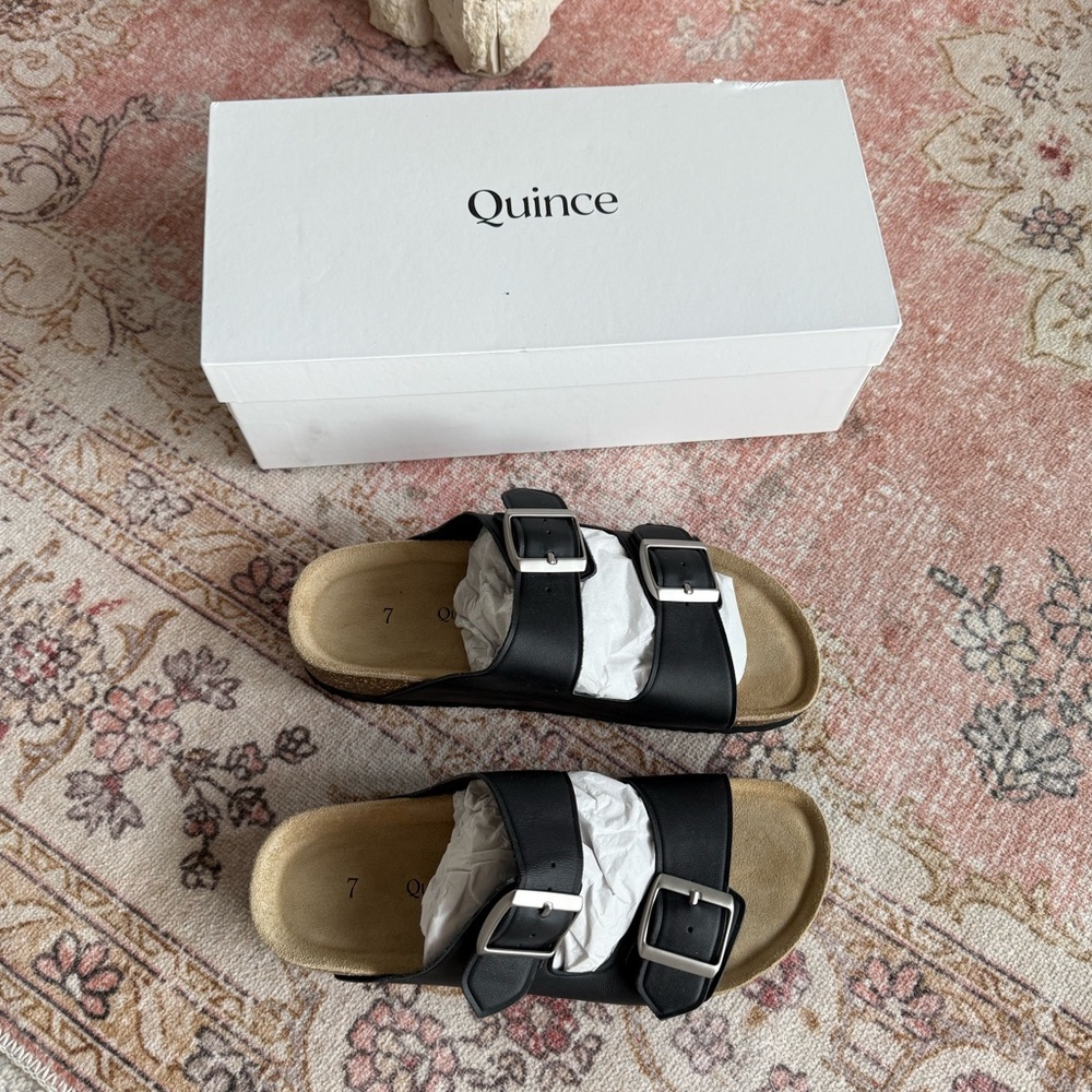 Quince Nappa Leather Double Buckle Slide - Picture 6 of 7